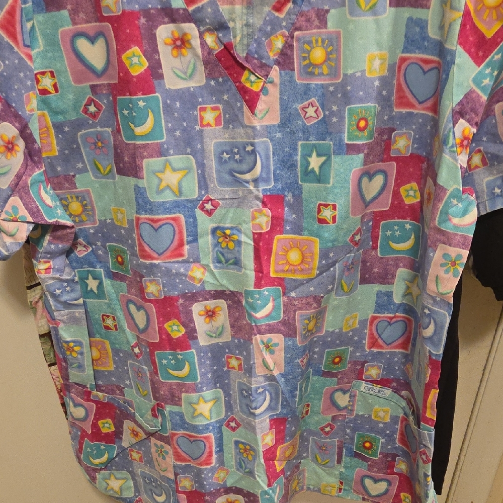 Cherokee Multicolor Celestial Scrub Top